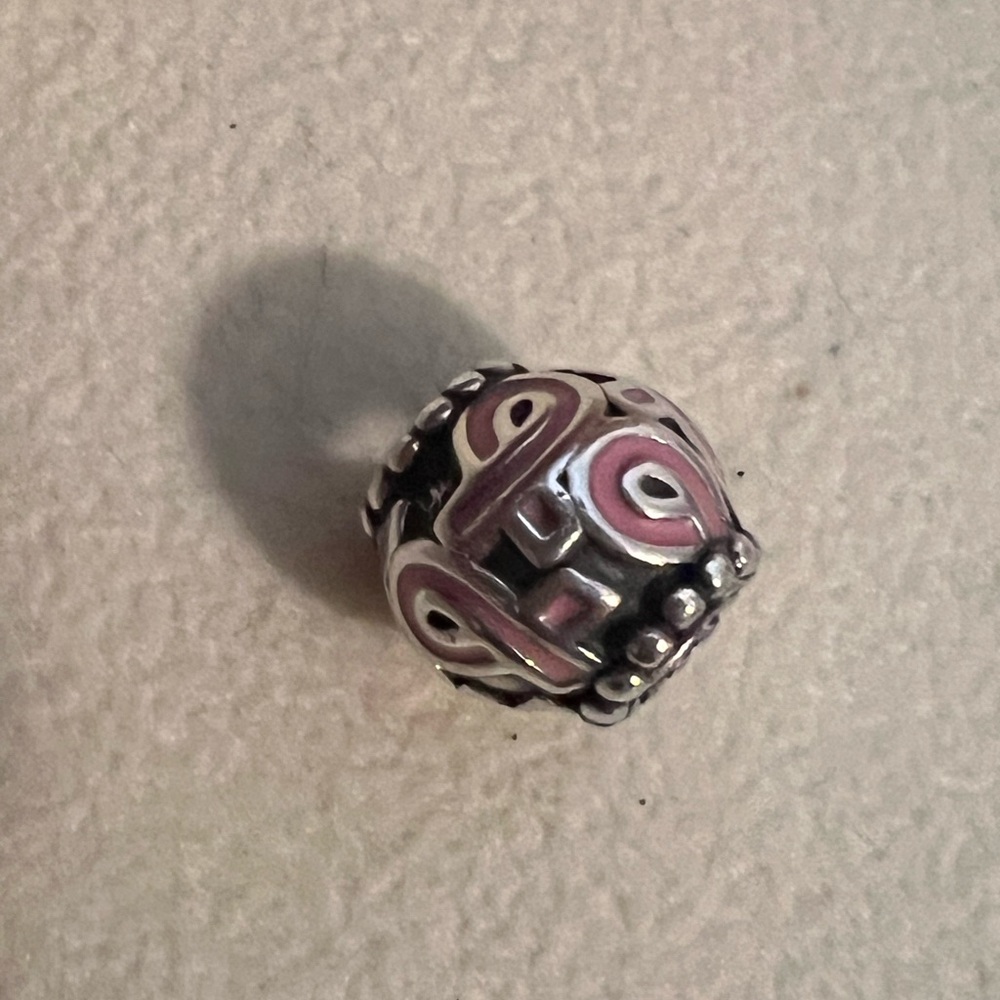 Retired Pandora SSilver Limited Edition Pink Enamel Breast Cancer Ribbon Charm